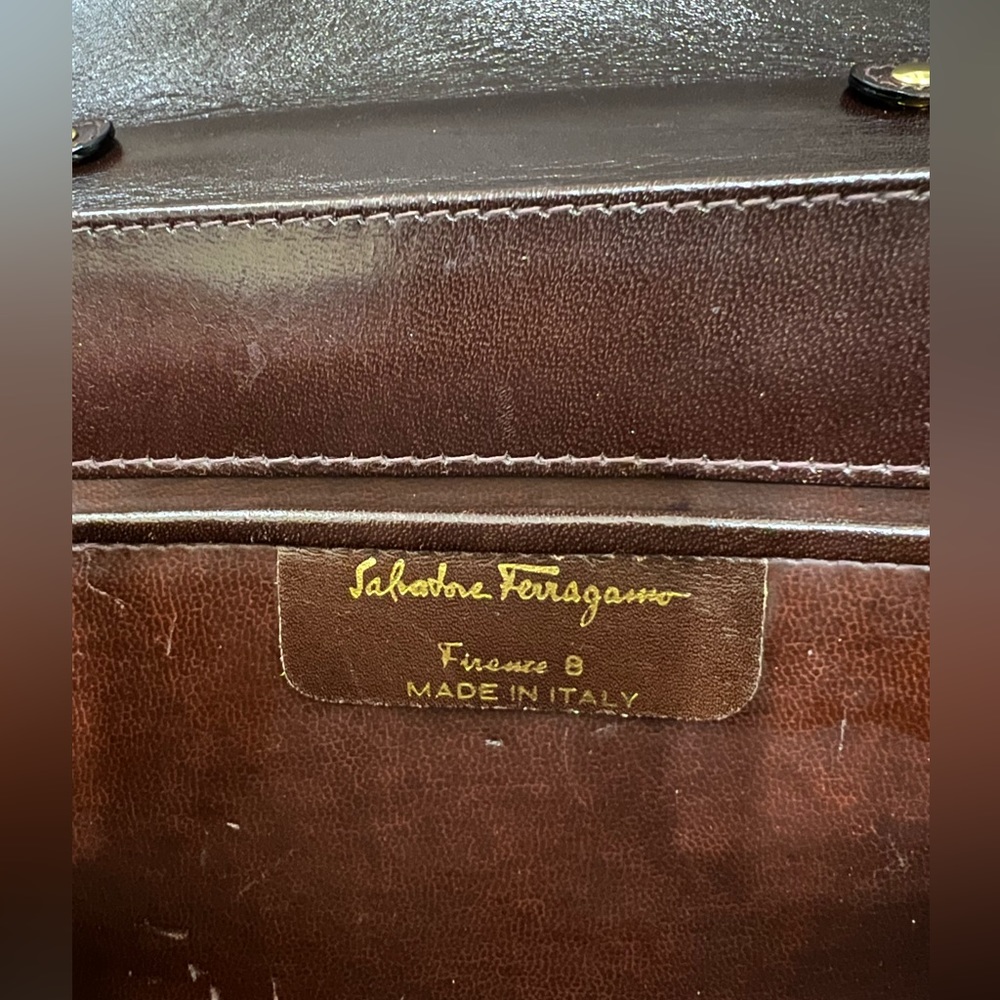 Salvatore Ferragamo Brown Suede & Leather Shoulder Bag Vintage Italy - Picture 12 of 13